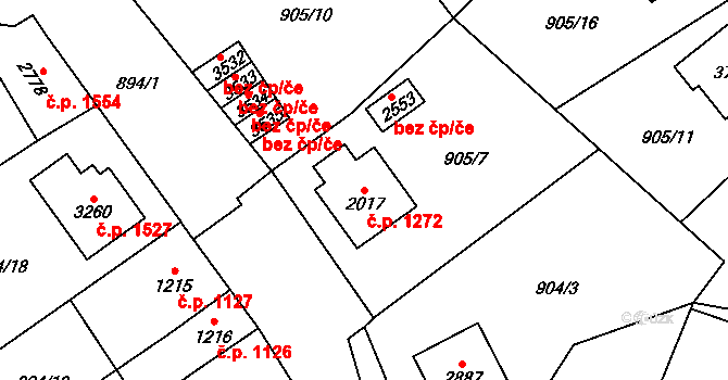 Hlinsko 1272 na parcele st. 2017 v KÚ Hlinsko v Čechách, Katastrální mapa
