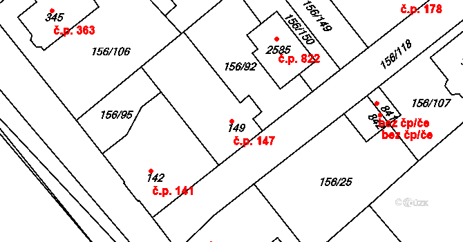 Lobeček 147, Kralupy nad Vltavou na parcele st. 149 v KÚ Lobeček, Katastrální mapa