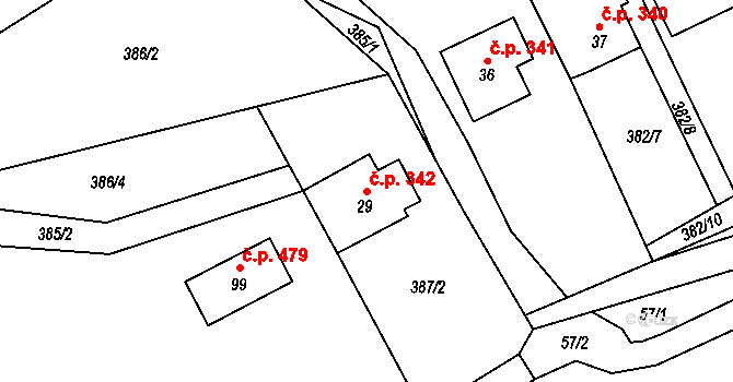 Doubravice nad Svitavou 342 na parcele st. 29 v KÚ Klemov, Katastrální mapa
