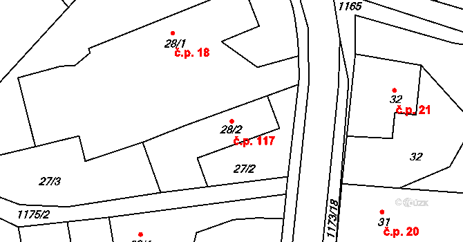 Chromeč 117 na parcele st. 28/2 v KÚ Chromeč, Katastrální mapa