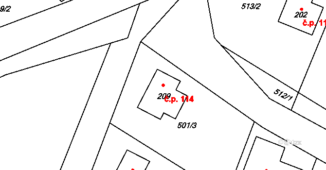 Horní Slivno 114 na parcele st. 209 v KÚ Horní Slivno, Katastrální mapa