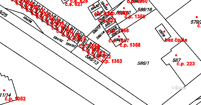 Ráj 1353, Karviná na parcele st. 586/20 v KÚ Ráj, Katastrální mapa