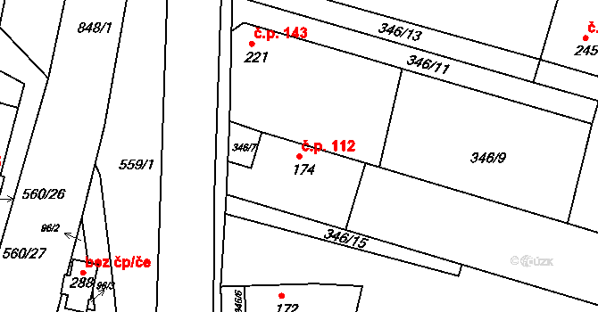 Telce 112, Peruc na parcele st. 174 v KÚ Telce, Katastrální mapa