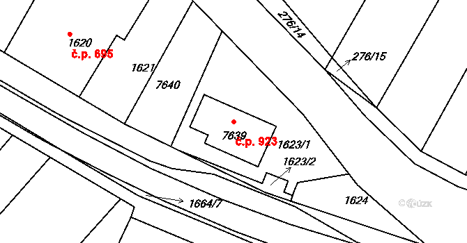 Klobouky u Brna 923 na parcele st. 7639 v KÚ Klobouky u Brna, Katastrální mapa