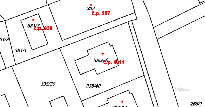 Průhonice 1011 na parcele st. 335/50 v KÚ Hole u Průhonic, Katastrální mapa