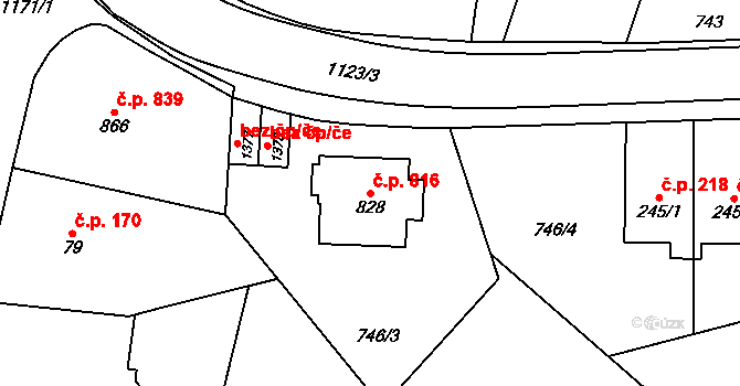 Červený Kostelec 816 na parcele st. 828 v KÚ Červený Kostelec, Katastrální mapa