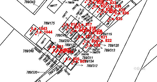Strážnice 810 na parcele st. 789/125 v KÚ Strážnice na Moravě, Katastrální mapa