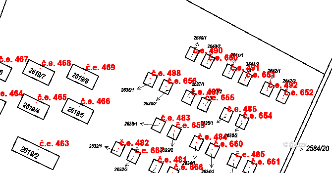 Jedovnice 656 na parcele st. 2638/2 v KÚ Jedovnice, Katastrální mapa