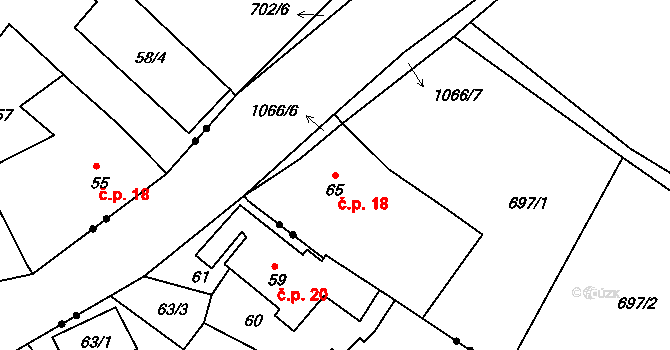 Jelmo 18, Libníč na parcele st. 65 v KÚ Jelmo, Katastrální mapa