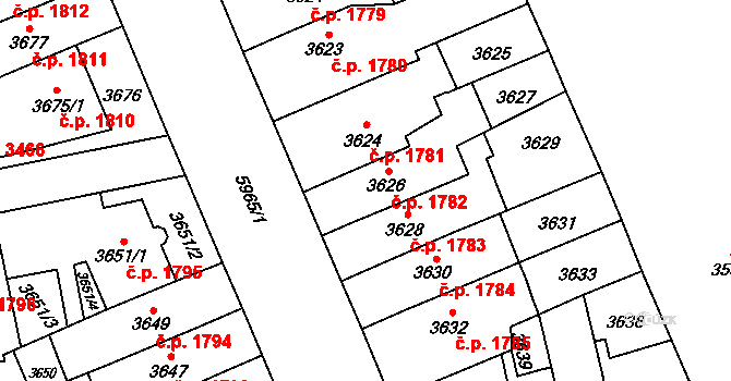 Jihlava 1782 na parcele st. 3626 v KÚ Jihlava, Katastrální mapa