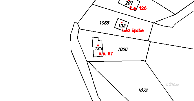Čelina 97, Borotice na parcele st. 133 v KÚ Čelina, Katastrální mapa