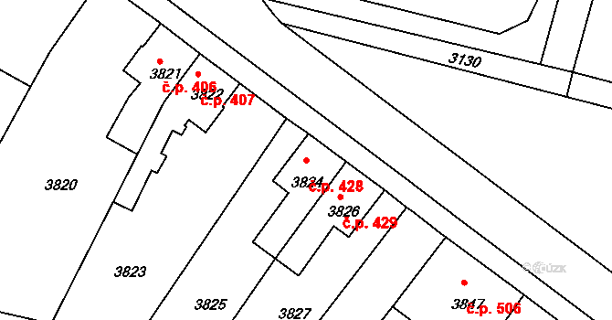Mimoň I 428, Mimoň na parcele st. 3824 v KÚ Mimoň, Katastrální mapa