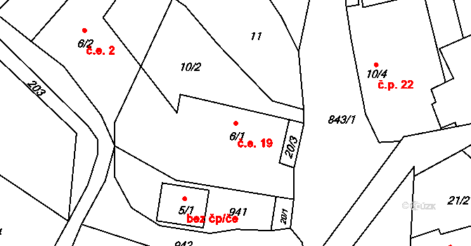 Náčkovice 19, Lovečkovice na parcele st. 6/1 v KÚ Náčkovice, Katastrální mapa