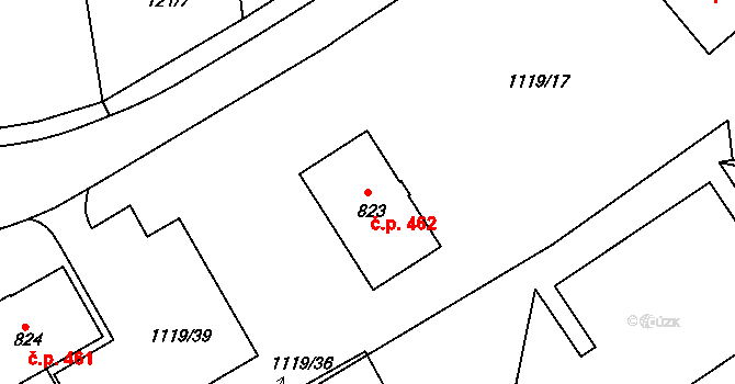 Prachatice II 462, Prachatice na parcele st. 823 v KÚ Prachatice, Katastrální mapa