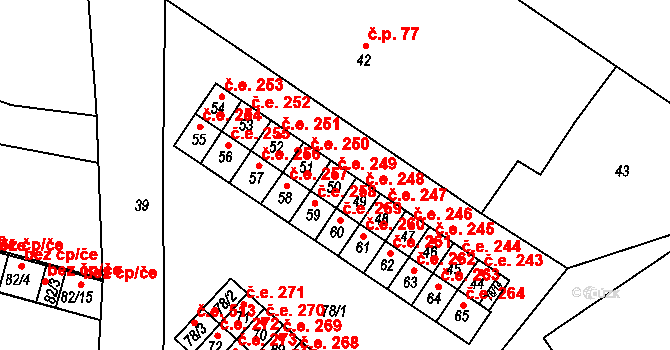 Miřetice u Klášterce nad Ohří 249, Klášterec nad Ohří na parcele st. 50 v KÚ Miřetice u Klášterce nad Ohří, Katastrální mapa