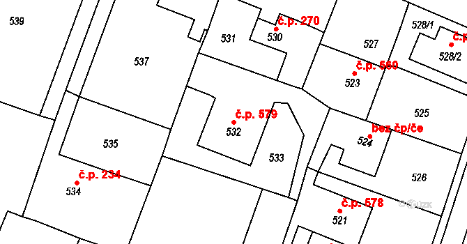 Skřečoň 579, Bohumín na parcele st. 532 v KÚ Skřečoň, Katastrální mapa