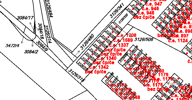 Pelhřimov 1340 na parcele st. 3126/333 v KÚ Pelhřimov, Katastrální mapa