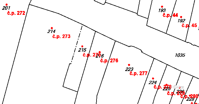 Malá Strana 276, Praha na parcele st. 216 v KÚ Malá Strana, Katastrální mapa