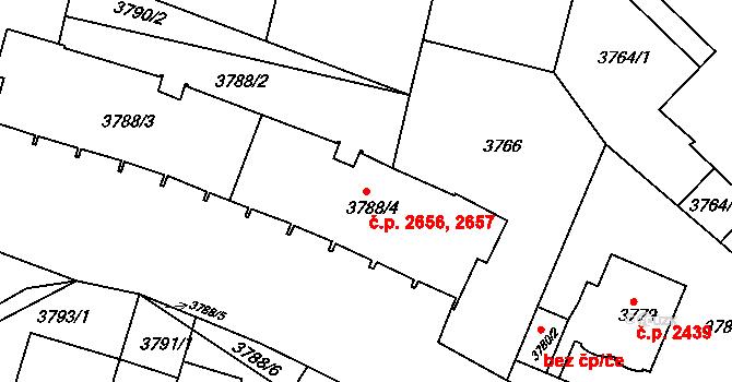 Smíchov 2656,2657, Praha na parcele st. 3788/4 v KÚ Smíchov, Katastrální mapa