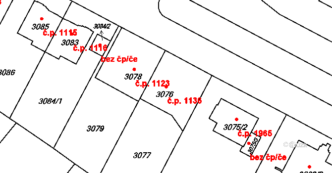 Břevnov 1136, Praha na parcele st. 3076 v KÚ Břevnov, Katastrální mapa