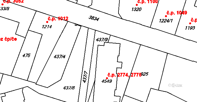 Dvůr Králové nad Labem 2774,2775 na parcele st. 4549 v KÚ Dvůr Králové nad Labem, Katastrální mapa