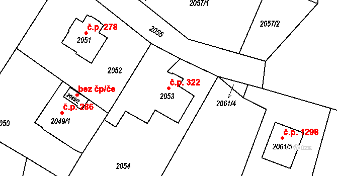 Liberec XIV-Ruprechtice 322, Liberec na parcele st. 2053 v KÚ Ruprechtice, Katastrální mapa