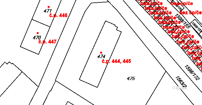 Zbýšov 444,445 na parcele st. 474 v KÚ Zbýšov u Oslavan, Katastrální mapa