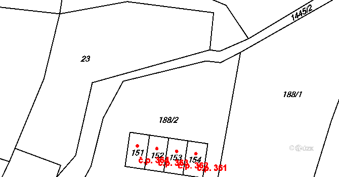 Příbram 363, Verneřice na parcele st. 152 v KÚ Příbram pod Bukovou horou, Katastrální mapa