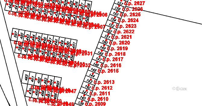 Brníčko 2617, Uničov na parcele st. 148 v KÚ Brníčko, Katastrální mapa