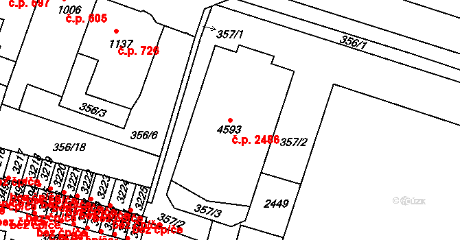 Rakovník II 2486, Rakovník na parcele st. 4593 v KÚ Rakovník, Katastrální mapa