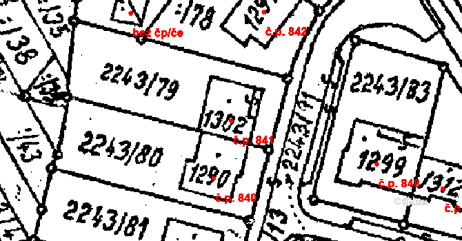 Kobylí 841 na parcele st. 1302 v KÚ Kobylí na Moravě, Katastrální mapa