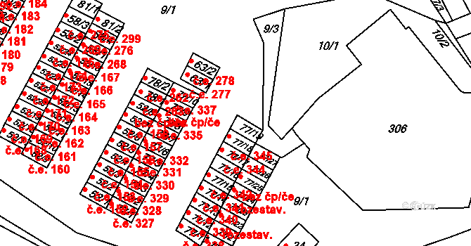 Chanov 346, Obrnice na parcele st. 77/19 v KÚ Chanov, Katastrální mapa
