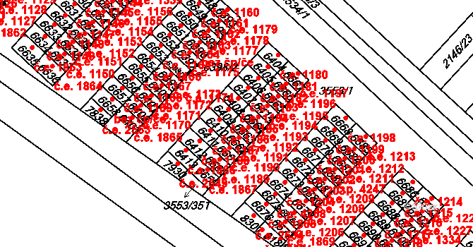 Hodonín 1192 na parcele st. 6663 v KÚ Hodonín, Katastrální mapa
