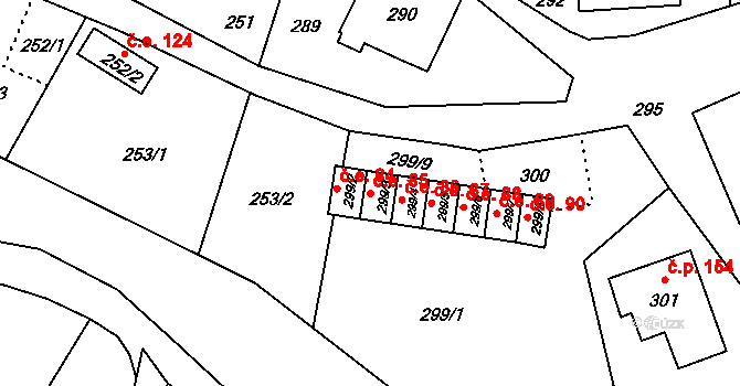 Rumburk 2-Horní Jindřichov 85, Rumburk na parcele st. 299/3 v KÚ Horní Jindřichov, Katastrální mapa