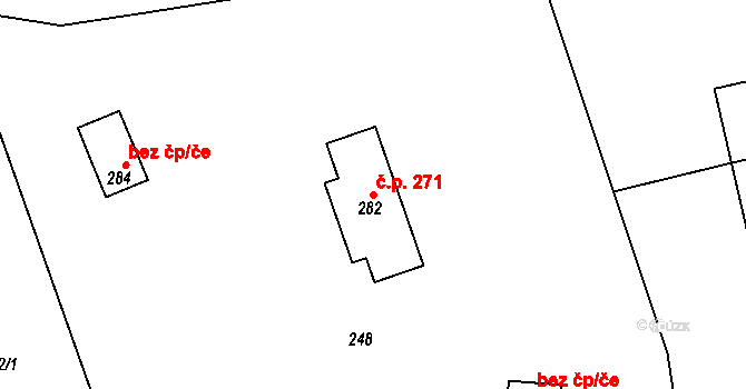 Štěpánov nad Svratkou 271 na parcele st. 282 v KÚ Štěpánov nad Svratkou, Katastrální mapa