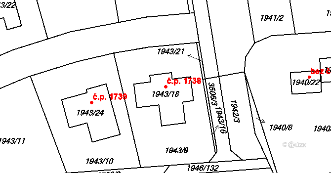 Holešov 1738 na parcele st. 1943/18 v KÚ Holešov, Katastrální mapa