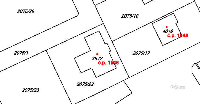 Humpolec 1546 na parcele st. 3972 v KÚ Humpolec, Katastrální mapa