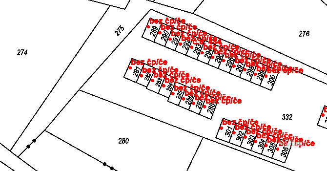 Orlová 38240785 na parcele st. 284 v KÚ Horní Lutyně, Katastrální mapa