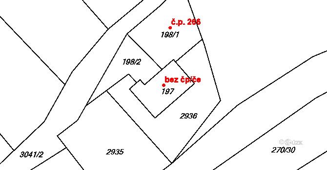 Chotěvice 38981785 na parcele st. 197 v KÚ Chotěvice, Katastrální mapa
