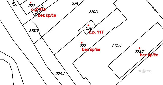 Teplice 39148785 na parcele st. 277 v KÚ Prosetice, Katastrální mapa