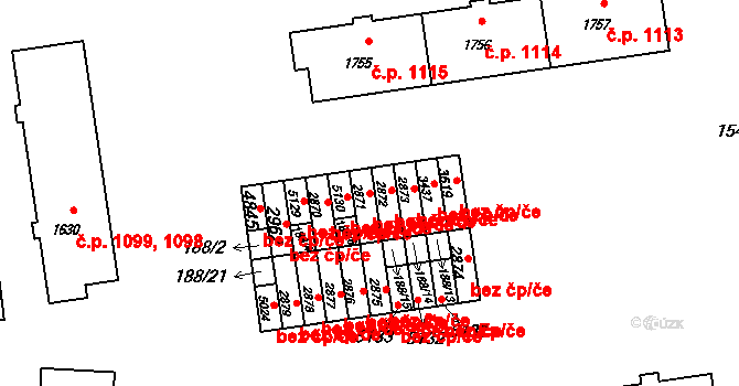 Rožnov pod Radhoštěm 39565785 na parcele st. 2871 v KÚ Rožnov pod Radhoštěm, Katastrální mapa