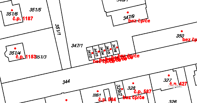 Ostrava 43927785 na parcele st. 347/3 v KÚ Svinov, Katastrální mapa