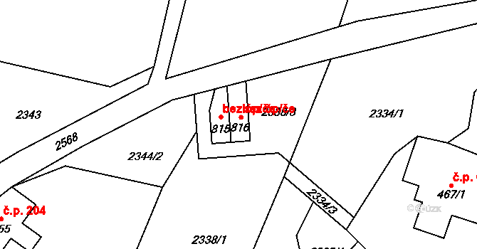 Josefův Důl 44193785 na parcele st. 816 v KÚ Antonínov, Katastrální mapa