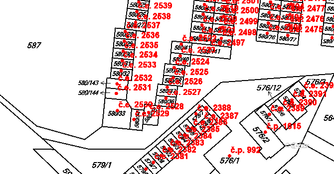 Bludovice 2526, Havířov na parcele st. 580/37 v KÚ Bludovice, Katastrální mapa