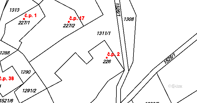 Malinné 2, Prosetín na parcele st. 226 v KÚ Prosetín u Hlinska, Katastrální mapa