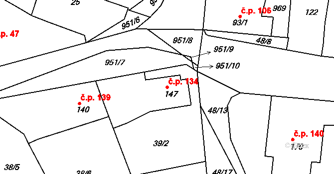 Smrkovice 134, Písek na parcele st. 147 v KÚ Smrkovice, Katastrální mapa
