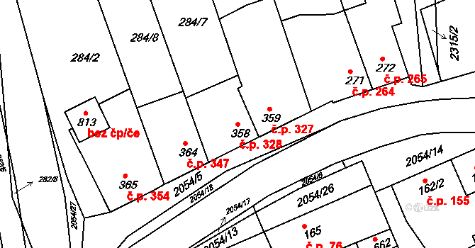Svitávka 328 na parcele st. 358 v KÚ Svitávka, Katastrální mapa
