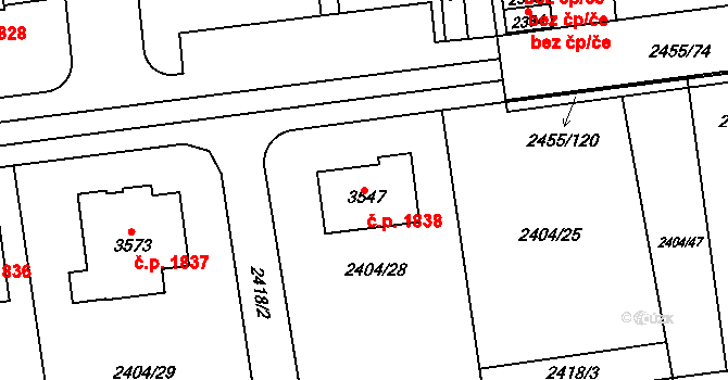 Choceň 1838 na parcele st. 3547 v KÚ Choceň, Katastrální mapa