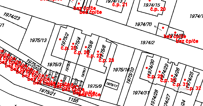 Vimperk III 28, Vimperk na parcele st. 1975/8 v KÚ Vimperk, Katastrální mapa