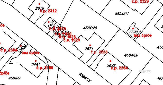 Žatec 2225 na parcele st. 2671 v KÚ Žatec, Katastrální mapa